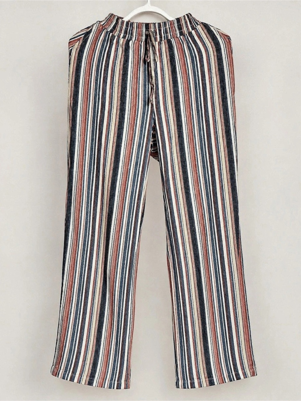 Women's Striped Wide Leg Pants in Blue & Red